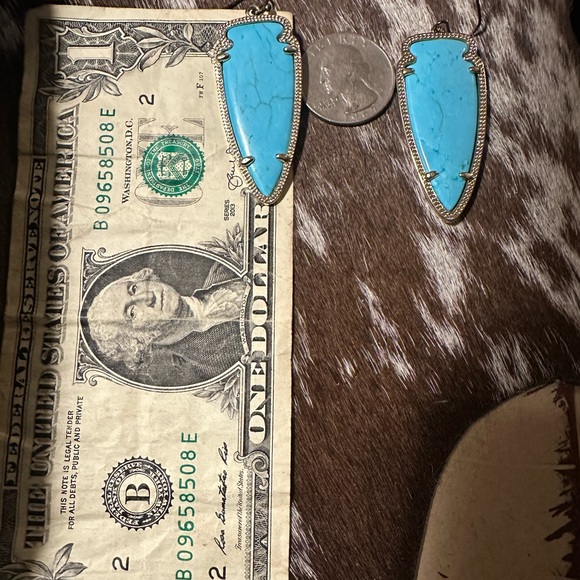 Kendra Scott Skylar Arrowhead Earrings – Turquoise & Gold – Like New - Picture 2 of 2
